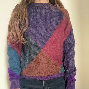 Beautiful vintage Missoni multicolor sweater wool mohair jacquard patchwork size